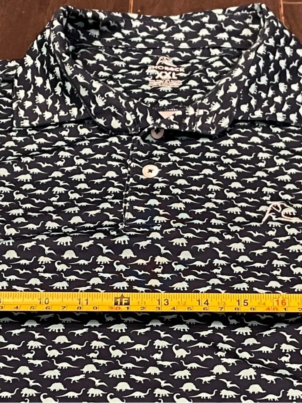 Rhoback Polo Shirt Men's 2xl Blue Dinosaur Golf Performance Stretch Logo - Picture 2 of 7